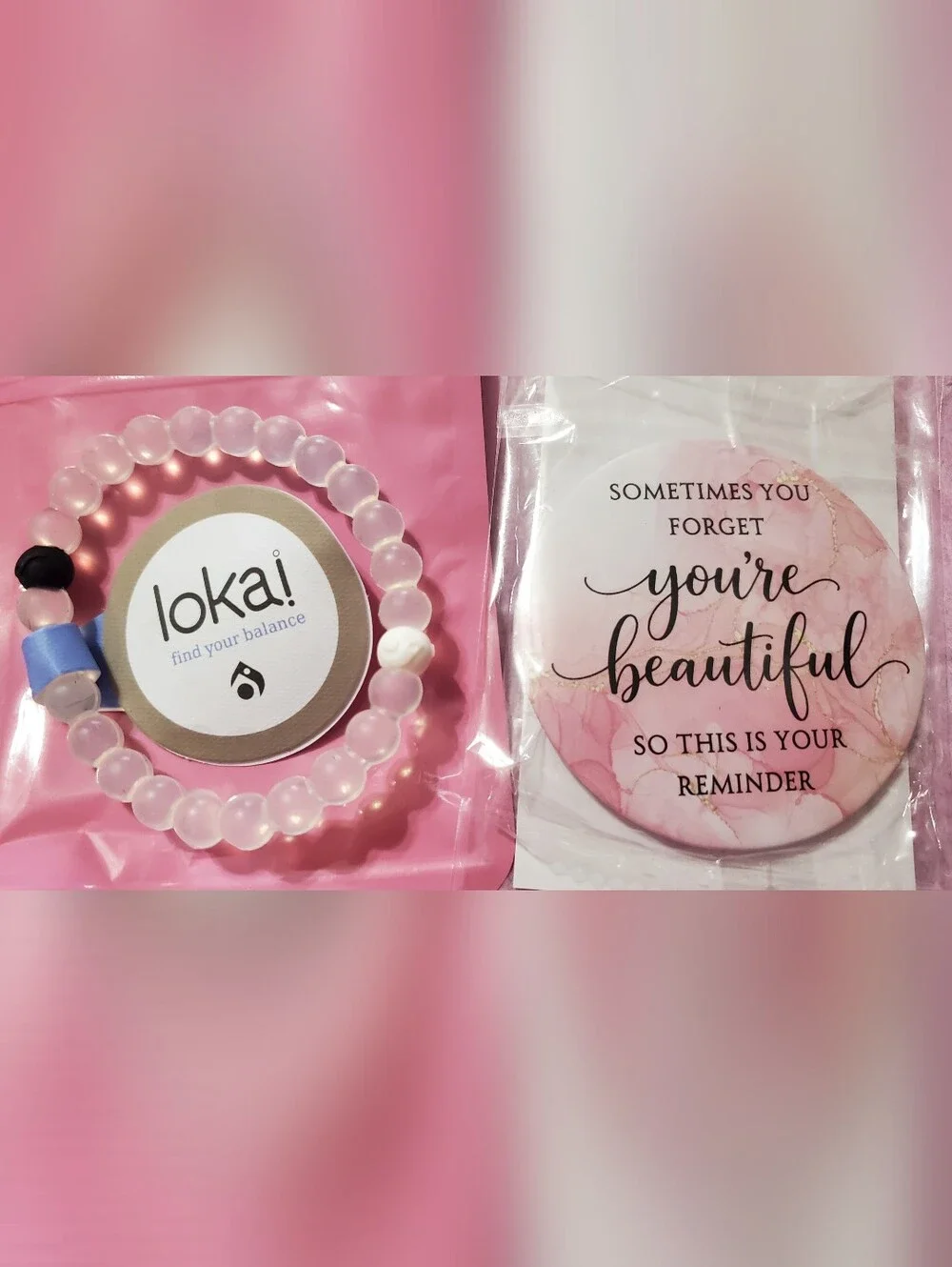 NWT Lokai Balance Bead Bracelet & Inspirational Mirror